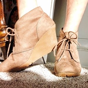 Tan Suede Wedge Shoes